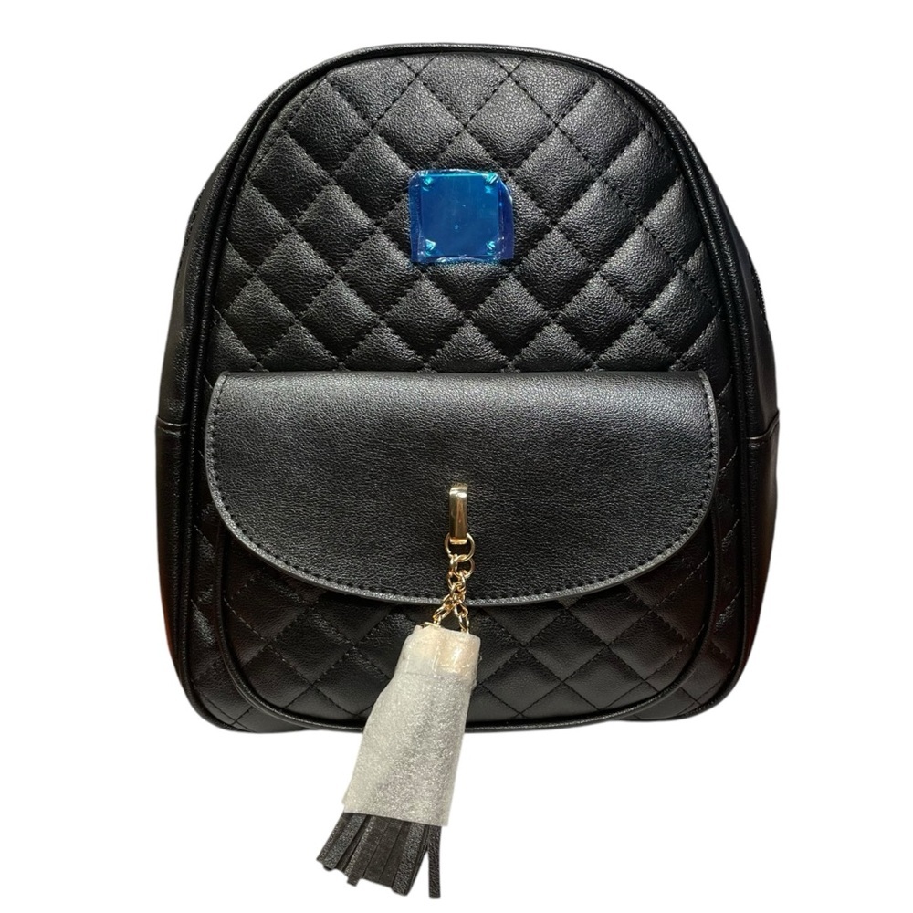 Black faux leather backpack/bag. Gift for wife, sister, daughter, friend.